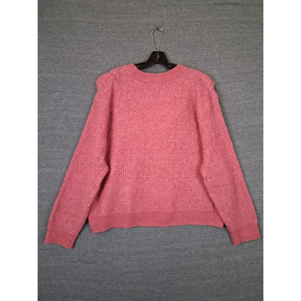 NEW‎ Old Navy Womens Sweater 3X Pink Wool Blend Ruffle Collar Crop Soft Stretch